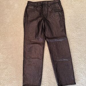 Old Navy high rise straight leg shinny brown pants